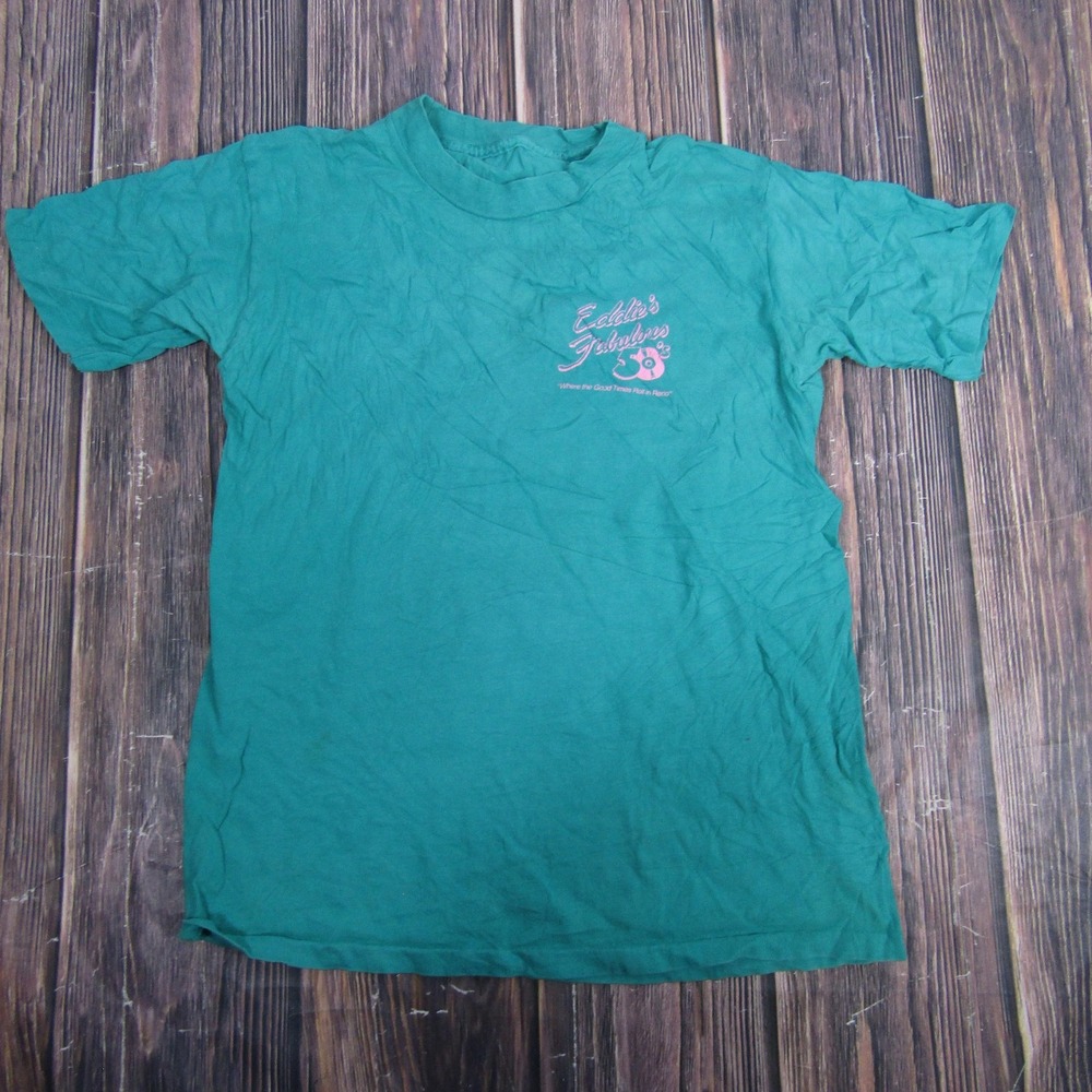 Vintage Eddie's Fabulous 50's Shirt Mens Medium Green‎ Casino Diner Reno 80s